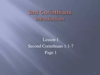 2nd Corinthians Introduction