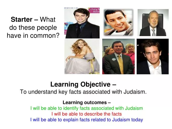 learning objective to understand key facts associated with judaism