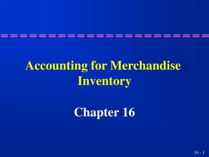 accounting for merchandise inventory