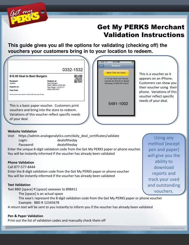 get my perks merchant validation instructions