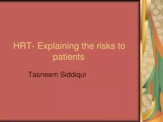 hrt explaining the risks to patients
