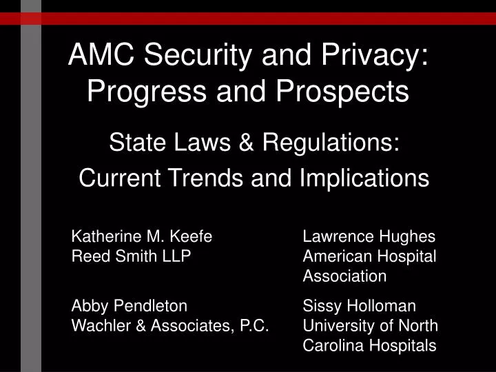 amc security and privacy progress and prospects