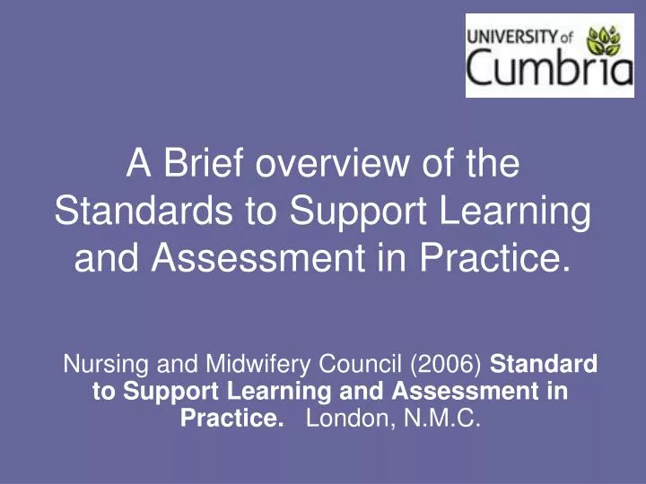 a brief overview of the standards to support learning and assessment in practice