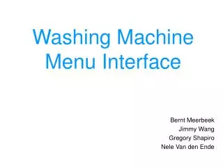 Washing Machine Menu Interface