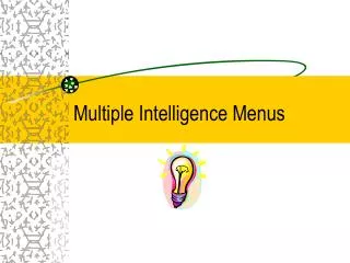 Multiple Intelligence Menus