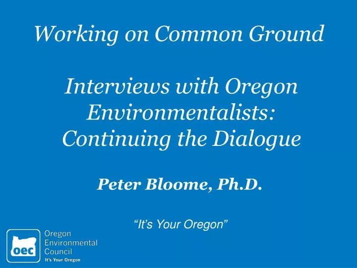 peter bloome ph d it s your oregon