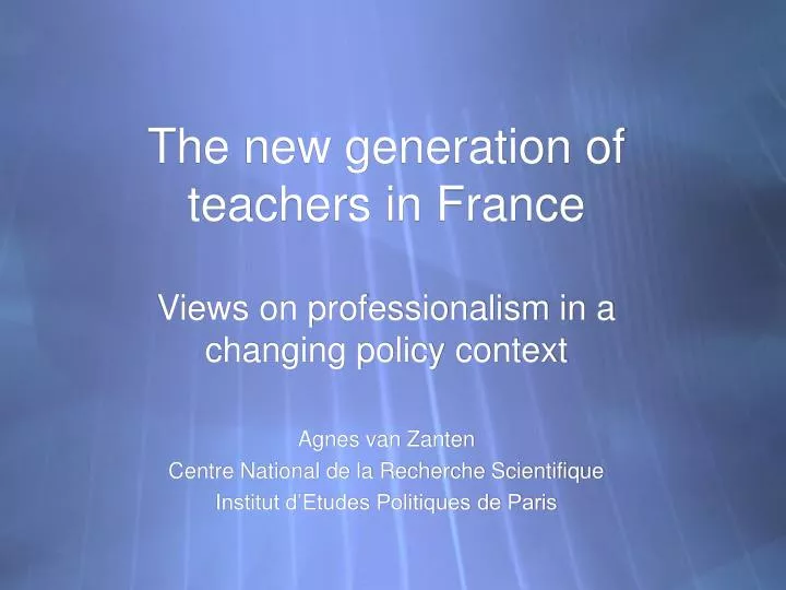 the new generation of teachers in france