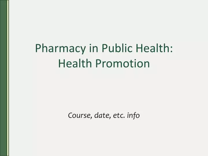 pharmacy in public health health promotion