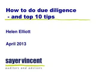 How to do due diligence - and top 10 tips