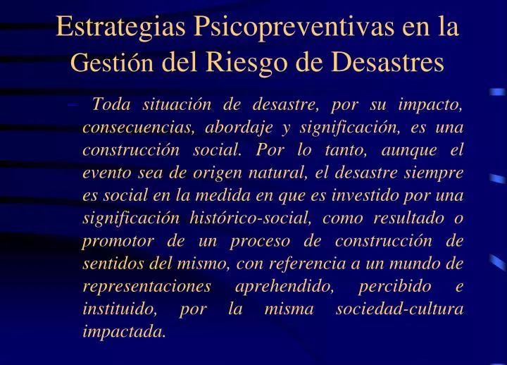 estrategias psicopreventivas en la gesti n del riesgo de desastres