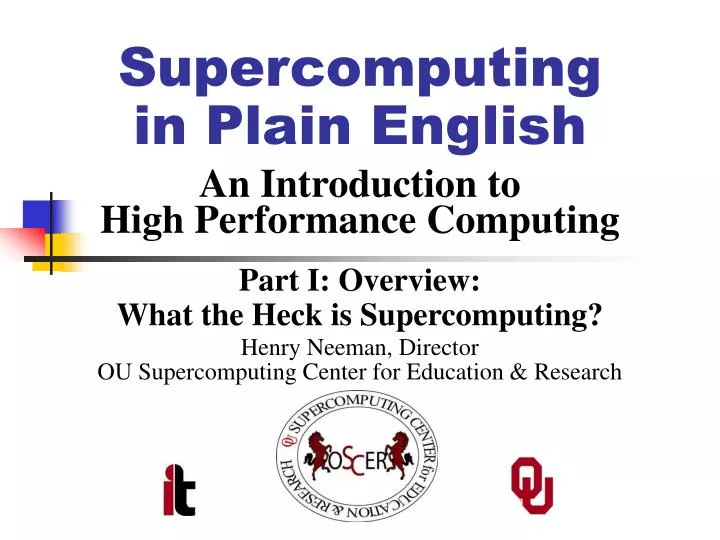 supercomputing in plain english