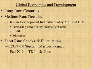 Global Economics and Development