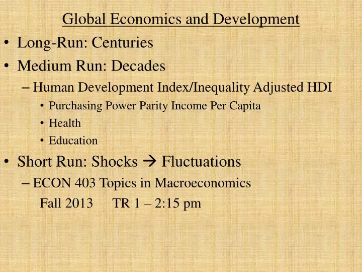 global economics and development