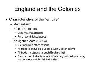 England and the Colonies