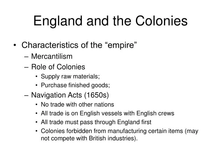 england and the colonies