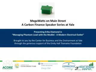 MegaWatts on Main Street A Carbon Finance Speaker Series at Yale Presenting Erika Diamond in