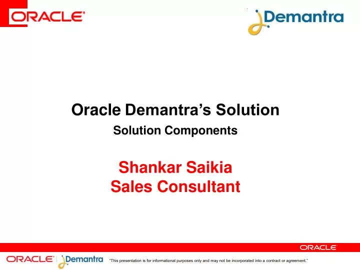 oracle demantra s solution solution components shankar saikia sales consultant