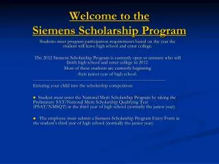 Welcome to the Siemens Scholarship Program