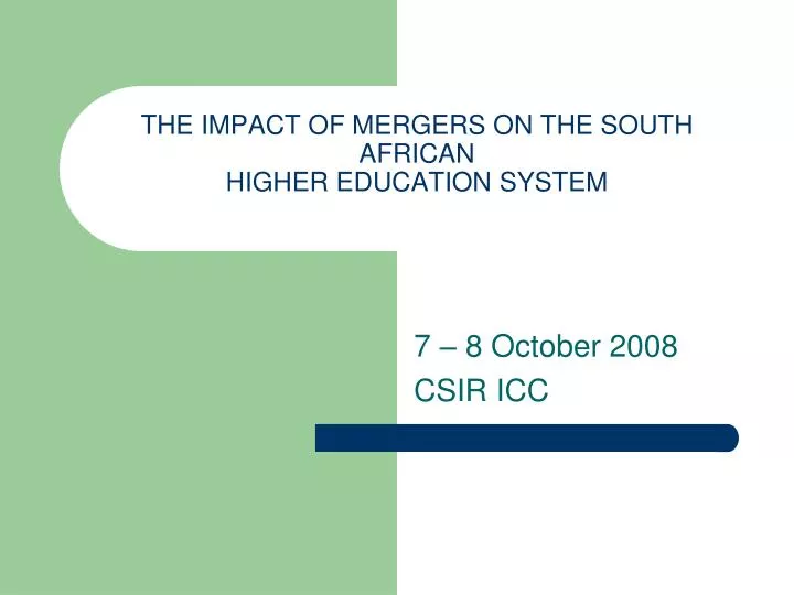 the impact of mergers on the south african higher education system