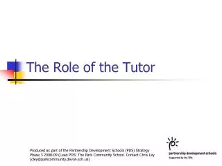 The Role of the Tutor