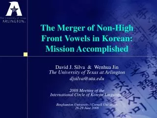 The Merger of Non-High Front Vowels in Korean: Mission Accomplished