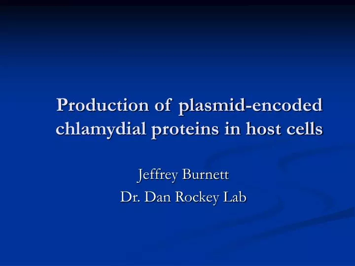 production of plasmid encoded chlamydial proteins in host cells