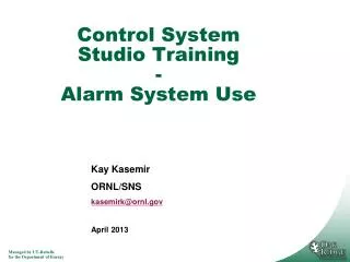 Control System Studio Training - Alarm System Use