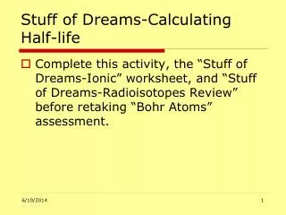 Stuff of Dreams-Calculating Half-life
