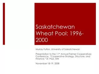 Saskatchewan Wheat Pool: 1996-2000