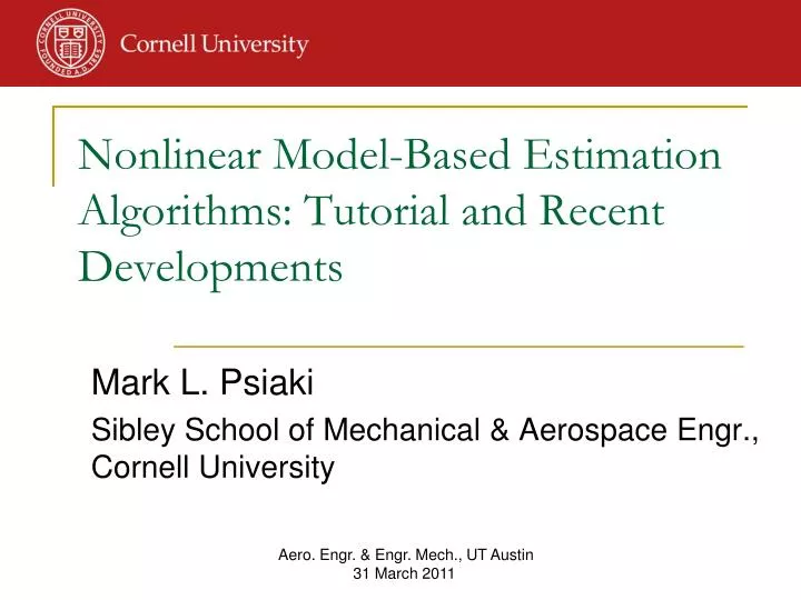 nonlinear model based estimation algorithms tutorial and recent developments