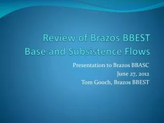 Review of Brazos BBEST Base and Subsistence Flows