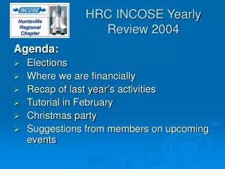 HRC INCOSE Yearly Review 2004