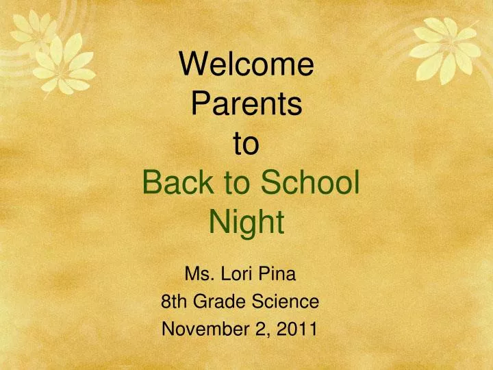 welcome parents to back to school night