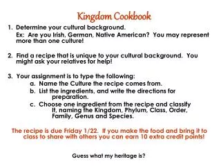 Kingdom Cookbook