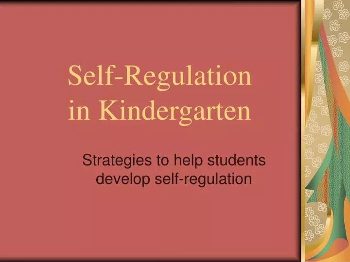self regulation in kindergarten
