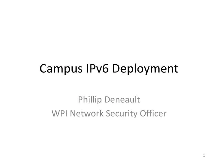 campus ipv6 deployment