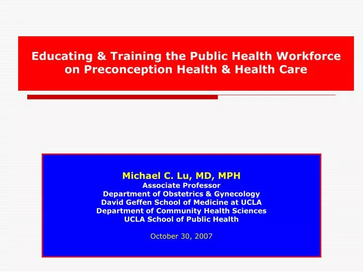 educating training the public health workforce on preconception health health care
