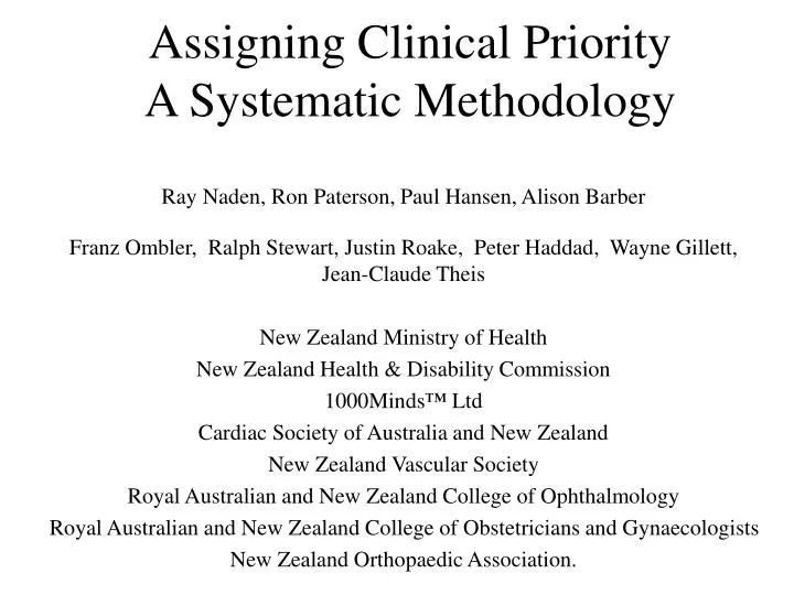 assigning clinical priority a systematic methodology