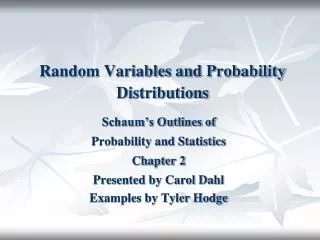 Random Variables and Probability Distributions