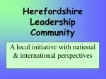 Herefordshire Leadership Community: Developing Inclusive Leadership Perspectives - slide 1