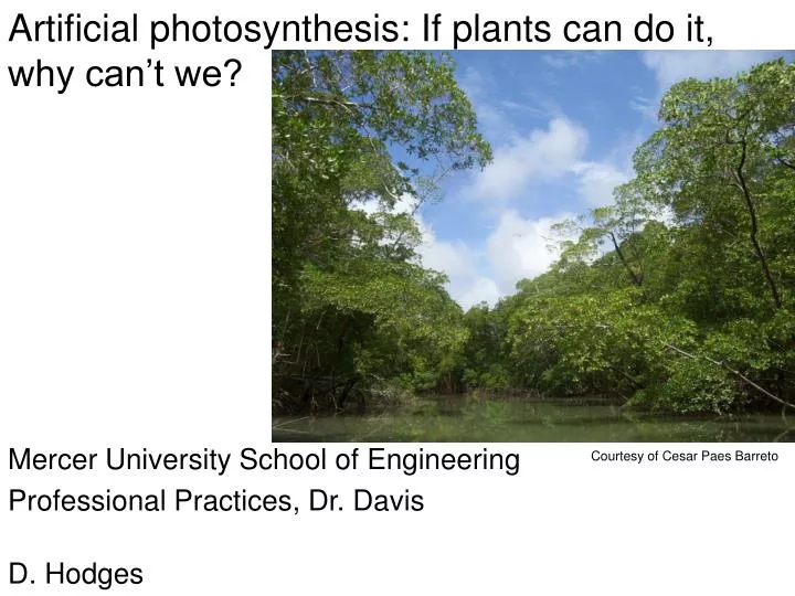 artificial photosynthesis if plants can do it why can t we