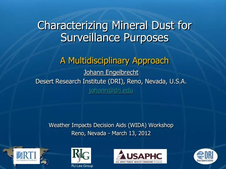 characterizing mineral dust for surveillance purposes a multidisciplinary approach