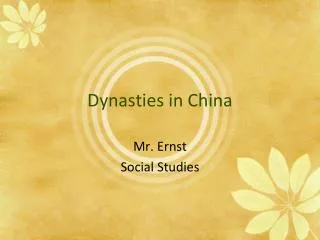 Dynasties in China