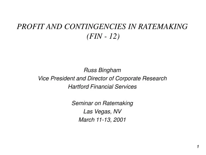 profit and contingencies in ratemaking fin 12