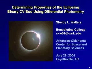 Determining Properties of the Eclipsing Binary CV Boo Using Differential Photometry
