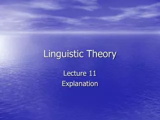 Linguistic Theory