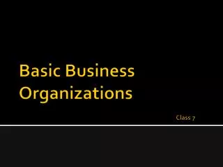 Basic Business Organizations Class 7