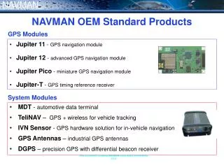 NAVMAN OEM Standard Products