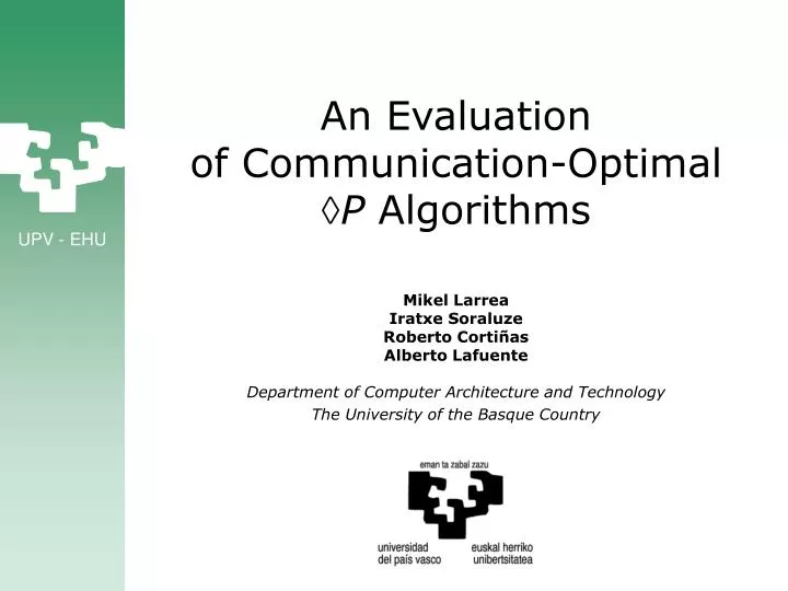 an evaluation of communication optimal p algorithms