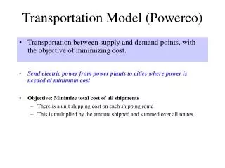 Transportation Model (Powerco)